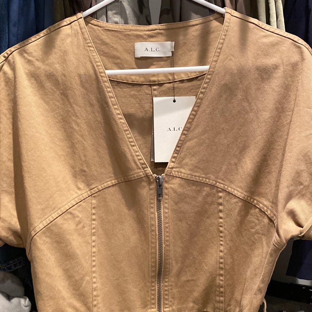 A.L.C. Bellamy Khaki utility cargo mini dress